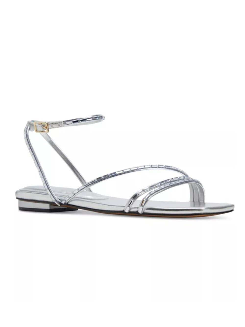 ALDO Marjorie Crystal Flat Sandals Silver Women's - Size 7.5